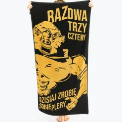 Blok Ekipa | duży ręcznik kąpielowy 140×70 | żółto czarny – Spejson | nowy kolor!