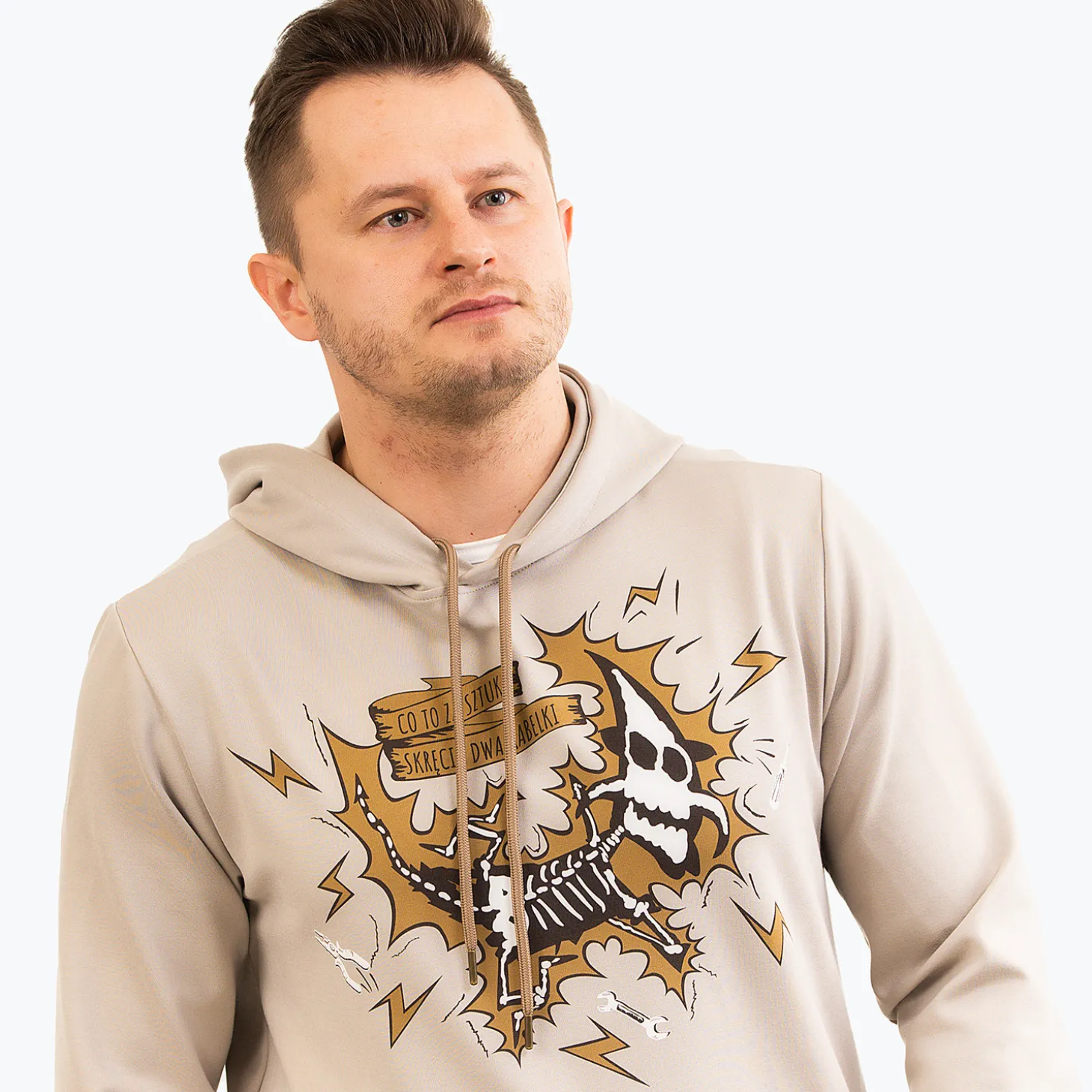 Bluza beżowa – Łecina – dwa kabelki