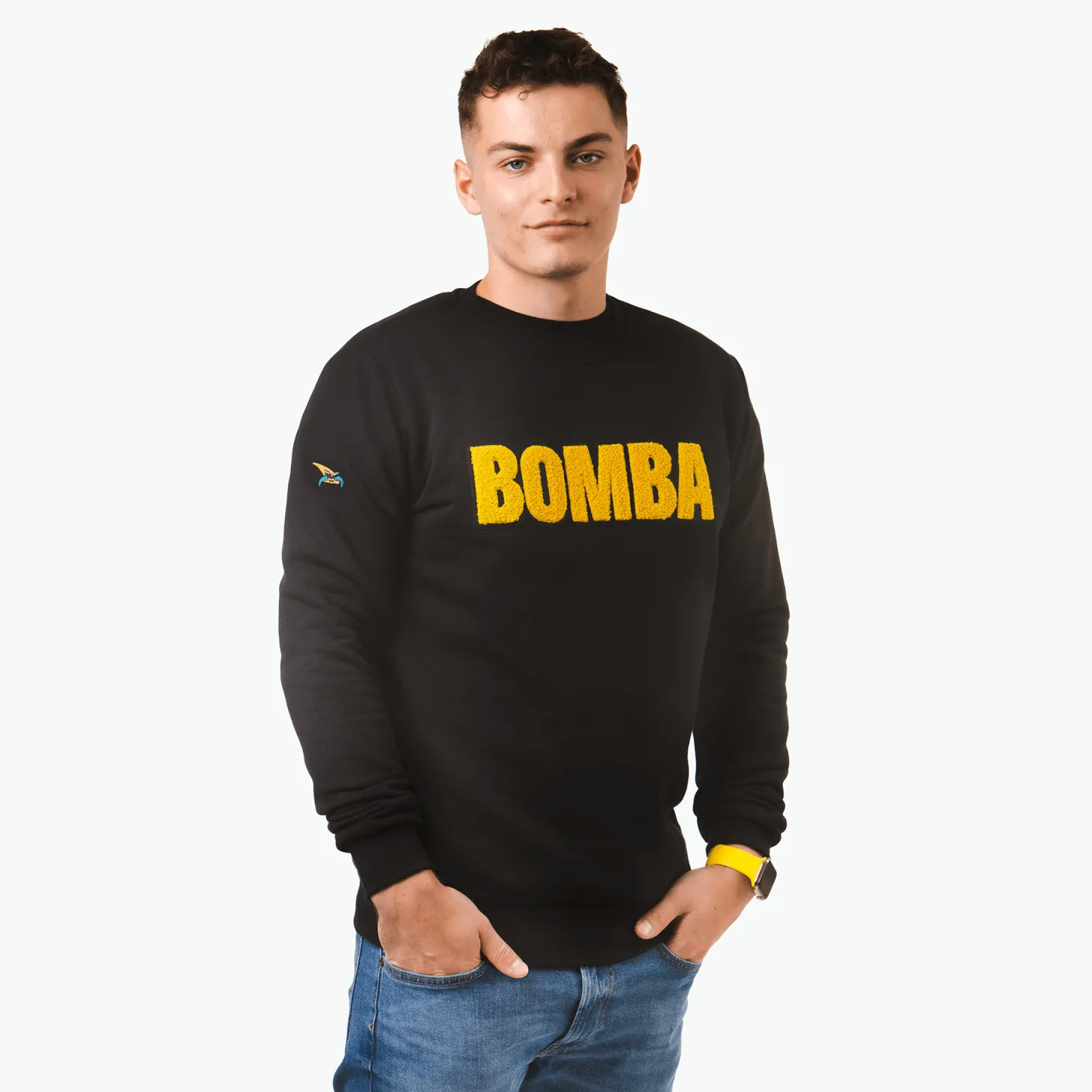 Bluza czarna, haft BOMBA – żółty