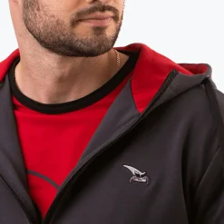 Bluza rozpinana antracytowa, haft kurvinox szary, czerwone kły