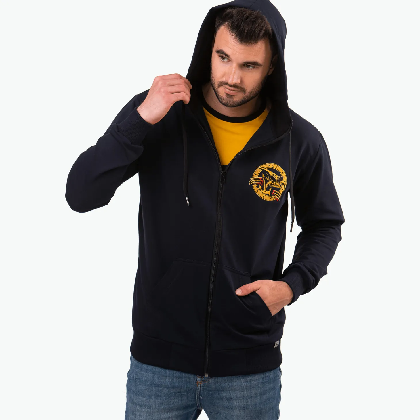 Bluza rozpinana dark navy, Kurvinox żółty PREMIUM