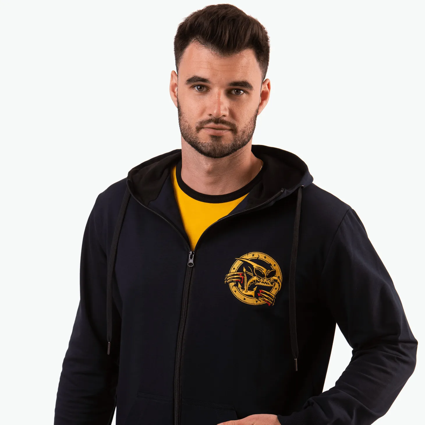 Bluza rozpinana dark navy, Kurvinox żółty PREMIUM
