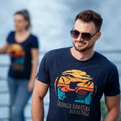 Koszulka męska granatowa – Średnia hawajska dla każdego | niebieska