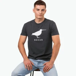 Szara koszulka męska – Bekas, biała guma